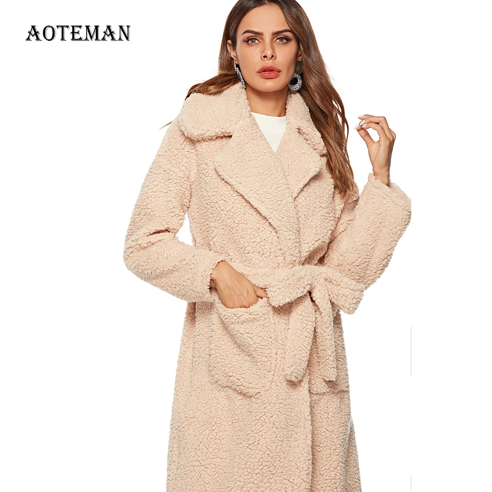 Осенне зимнее пальто из искусственного меха для женщин 2020 Повседневная теплая