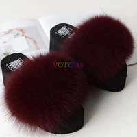 summer wedge slippers women flip flops furry real fox fur slides platform shoes female home slippers fashion casual ladies shoes