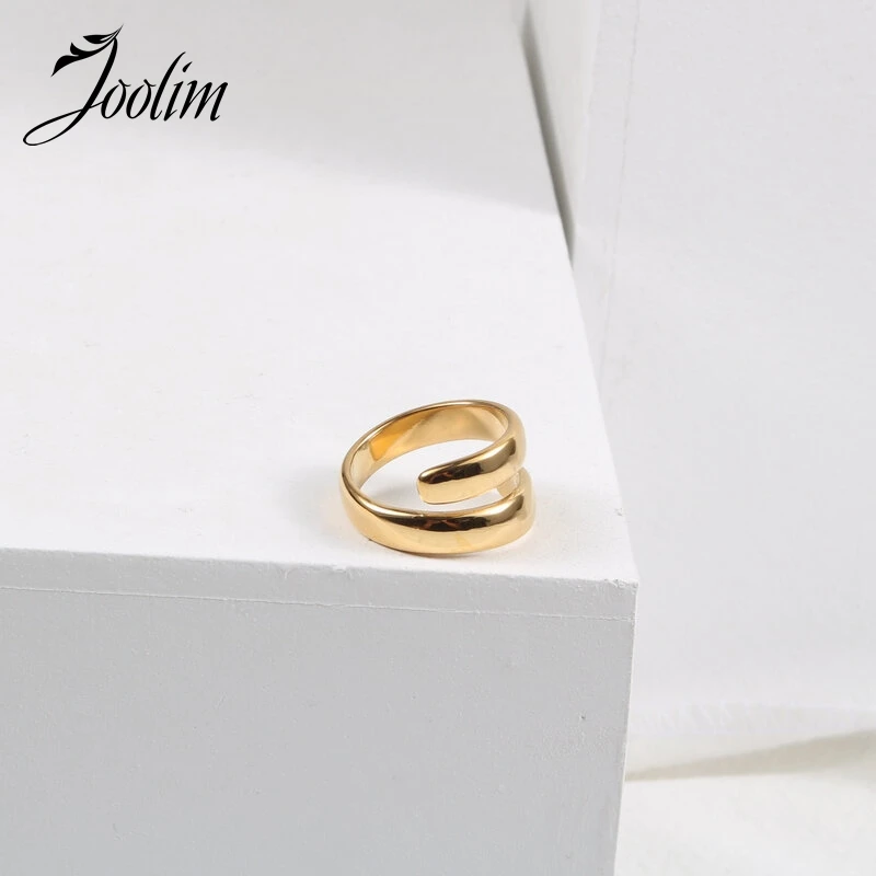 

Joolim High End PVD Smooth Irregular Fold Rings For Women Stainless Steel Jewelry Wholesale