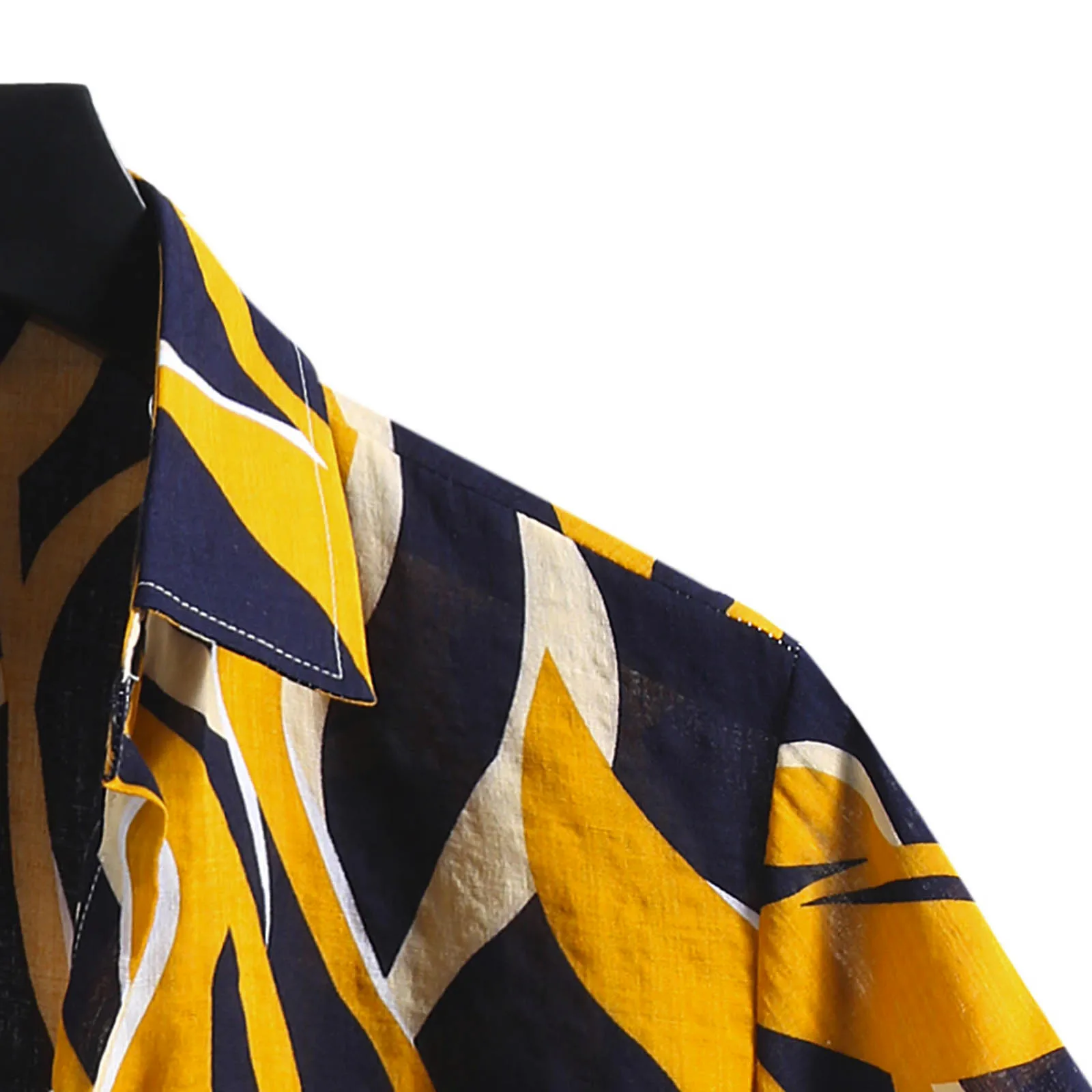 Рубашка мужская с коротким рукавом на пуговицах из хлопка и льна |