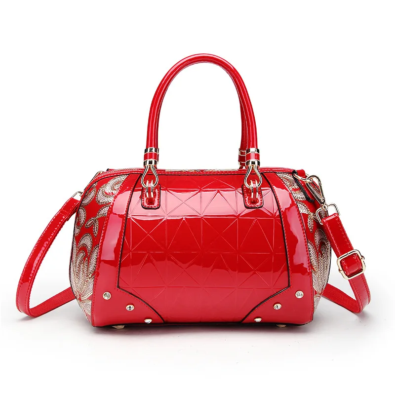 

2021 new style female bag patent leather single-shoulder diagonal bag Boston female bag