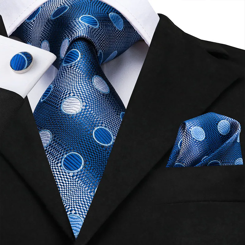 Hi-Tie, модный дизайн, синие галстуки для мужчин, роскошный галстук с узором пейсли, в полоску, однотонные, деловые, вечерние, свадебные, классические мужские галстуки, запонки, набор