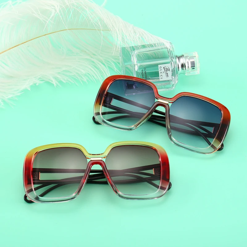 

PAMASEN Double Color Frame Anti-glare Glasses Sunglasses Men Women UV400 Square Style Sun Glasses for Women