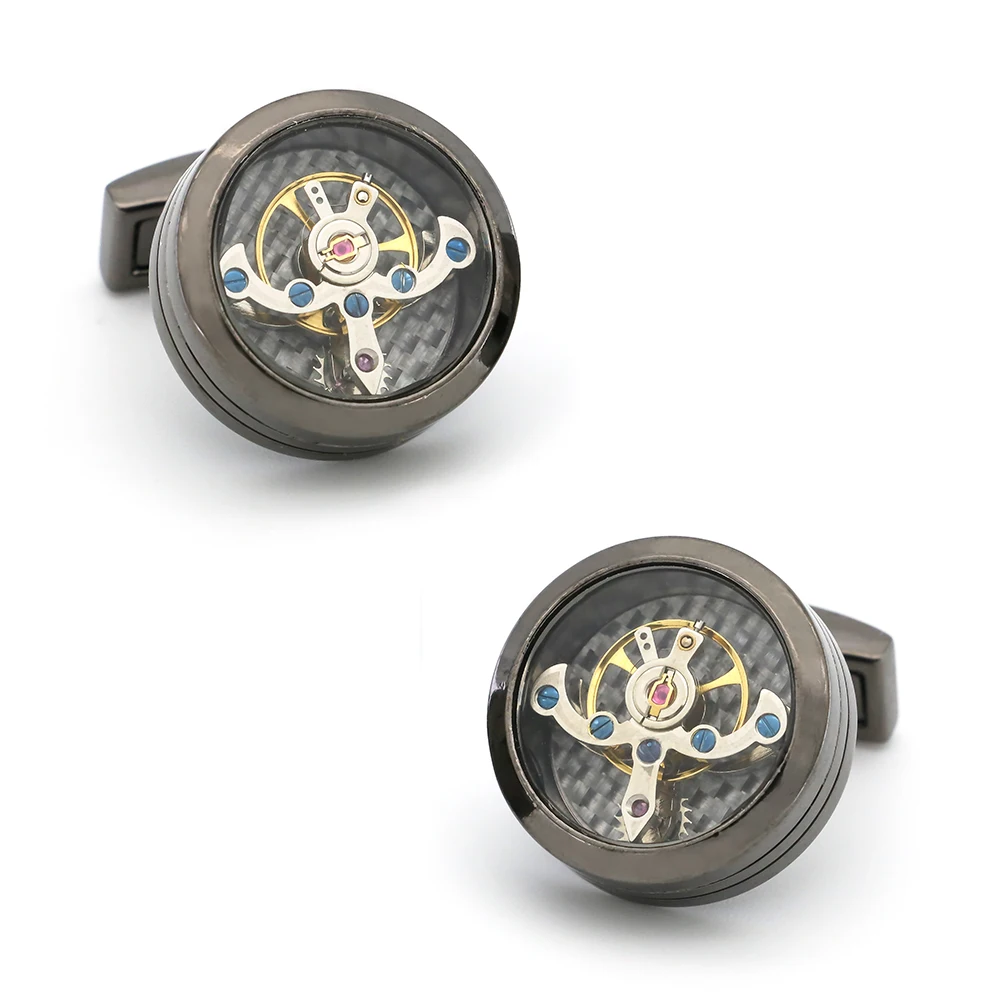 Men's Watch Movement Cufflinks Quality Stainless Steel Material Silver Color Fashion Tourbillon Cuff Links Wholesale &amp Retail |