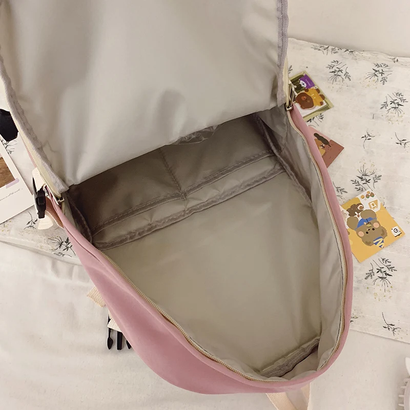 

EnoPella Fashion Women Backpack Kawaii Female School Bag For Teenager Nylon Waterproof Black Students Cute Girl Mochila