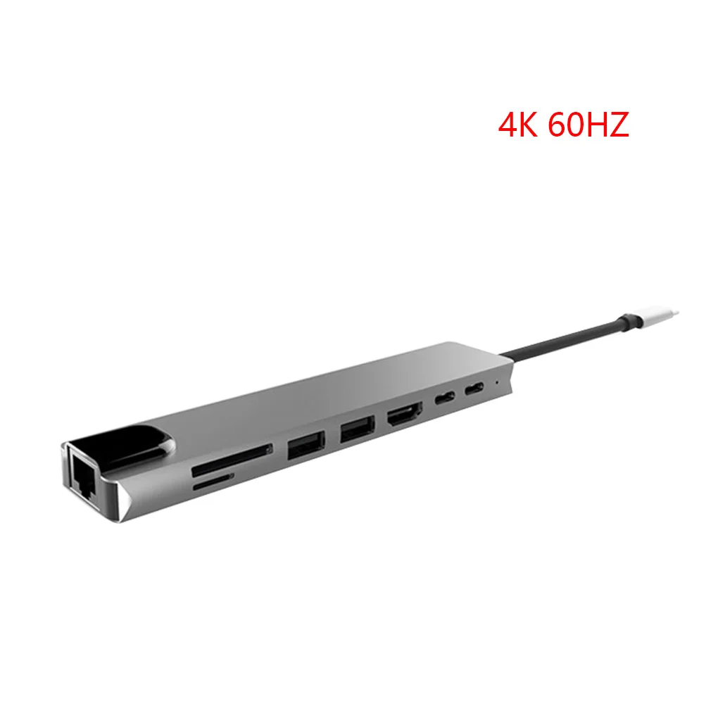 

Portable USB 3.0 High Speed Ports Type-C Hub Usb-C to 4K 30HZ HD Laptop PD Charging SD &TF Card Reader RJ45 for MacBook Pro