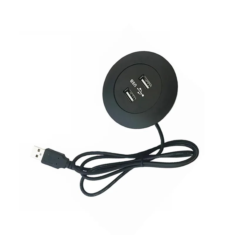 

Input 5v2a 1.0m long round black double USB charging socket furniture accessories sofa desk charger