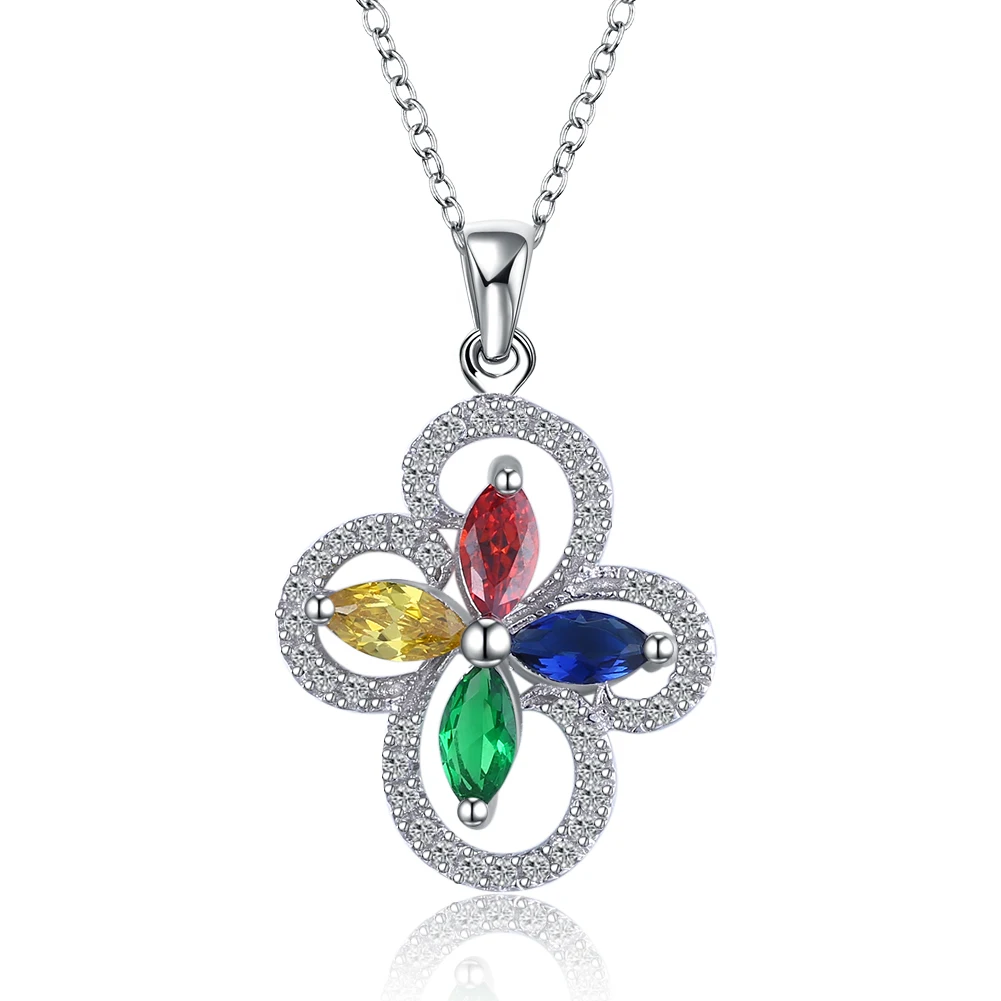 

ZEMIOR Sterling Silver 925 Necklace For Women Trendy Sparkling Cubic Zirconia Flower Pendant Necklaces Anniversary Jewelry