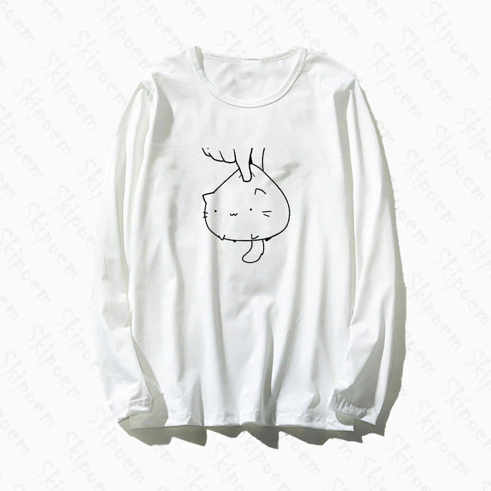 Kawaii Простой Кот Футболка женская винтажная Эстетическая корейский стиль Harajuku с
