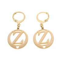 trendy fashion gold plated round letter z dangle ear buckle wedding jewelry statement drop hoop earrings for women girls