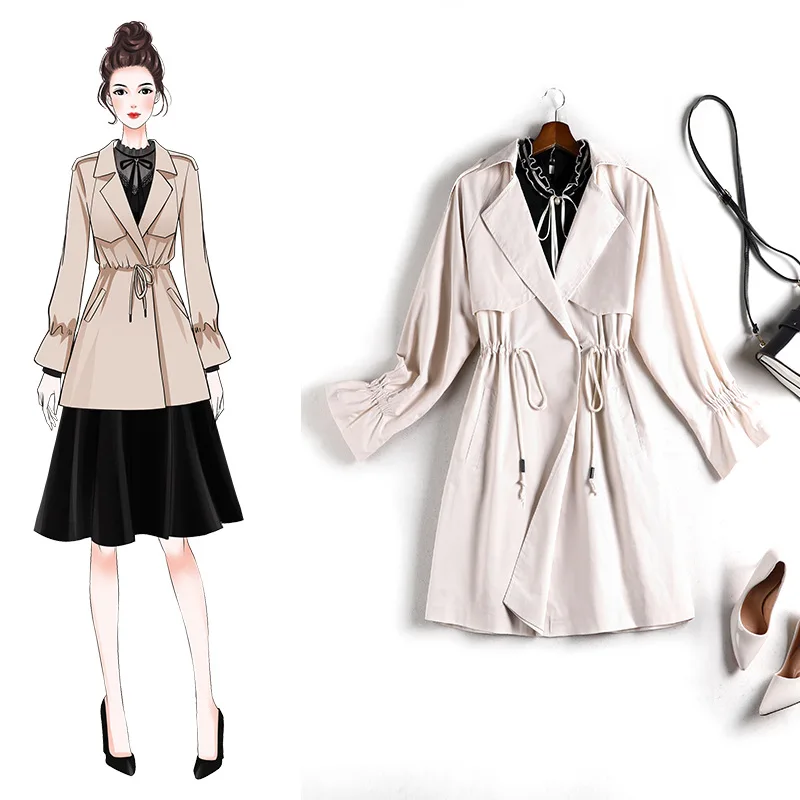 Женское пальто большого размера приталенное элегантное Тренч 2020 Осеннее новое в