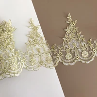 1yard gold line cording fabric flower venise venice mesh lace trim applique diy sewing craft for bride wedding dresses dec