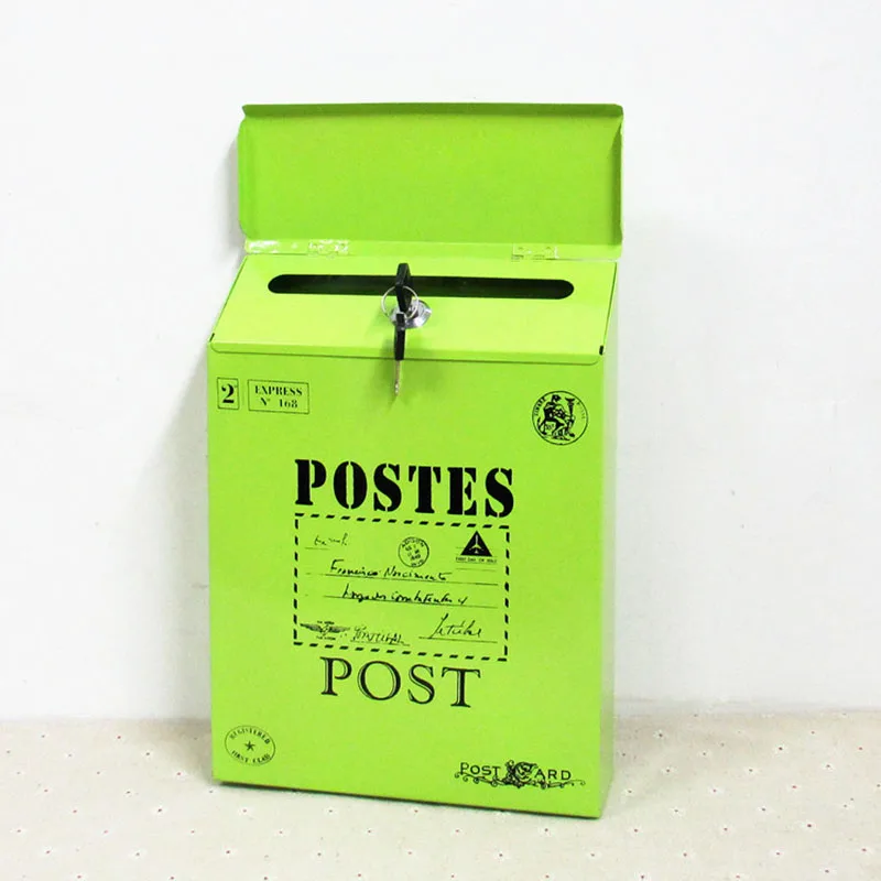 

Iron Lock Letter Box Vintage Wall Mount Mailbox Mail Postal Letter Newspaper Box Pastoral Style Of Hanging Wall