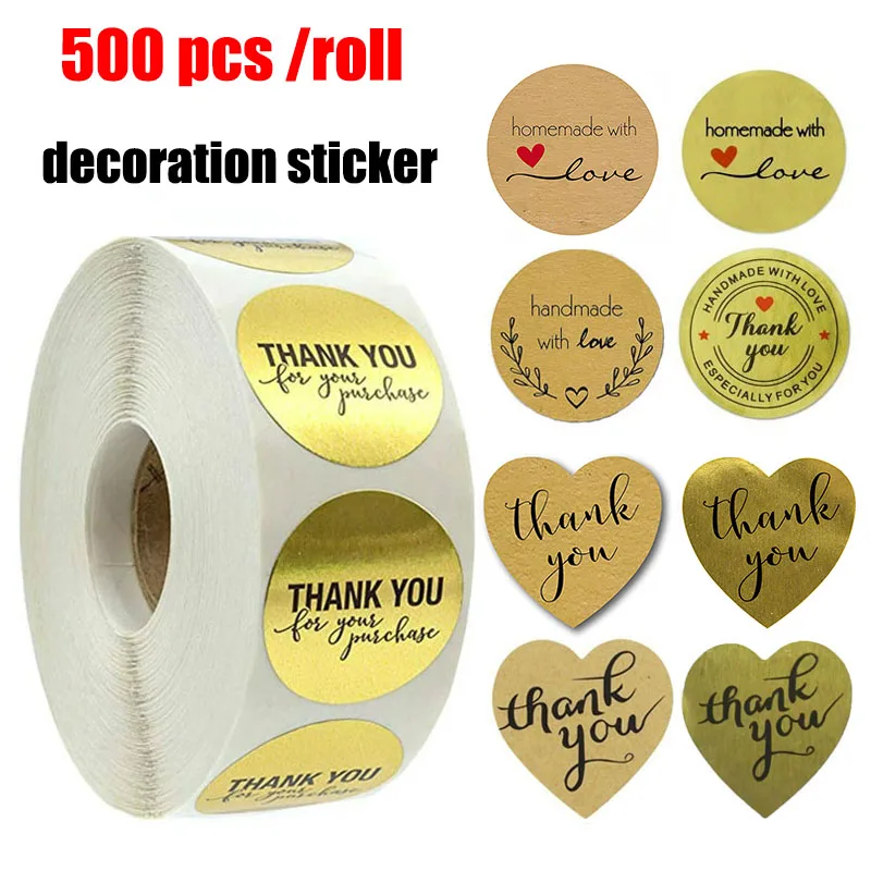 9 видов стилей 500 шт Золотая наклейка спасибо для свадебного украшения