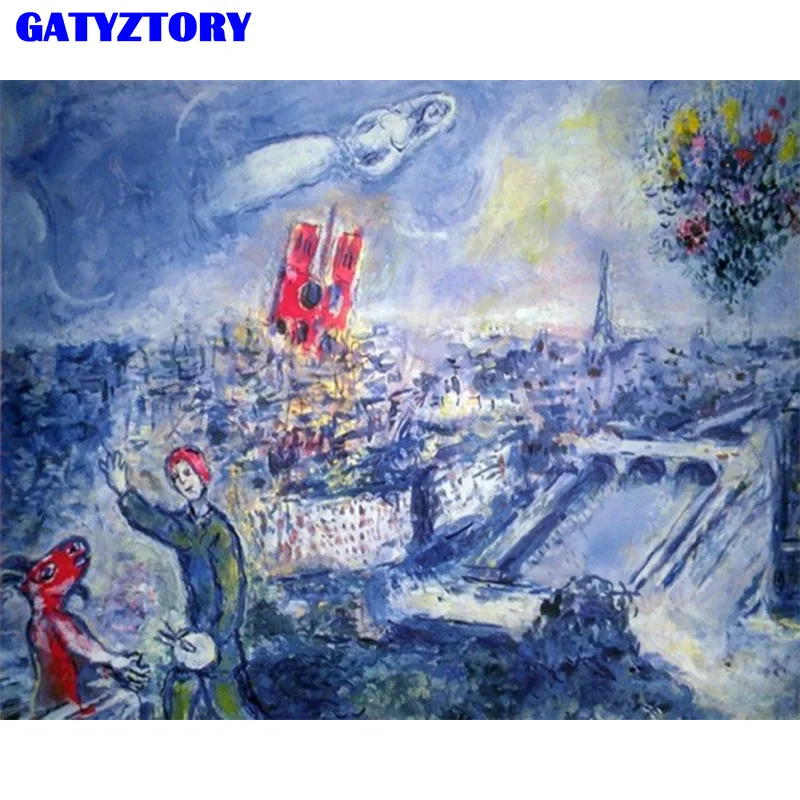 GATYZTORY рамка уличный пейзаж Diy картина по номеру Холст Картина акриловая Настенная картина уникальный подарок для домашний декор искусство - Цвет: 190806-131