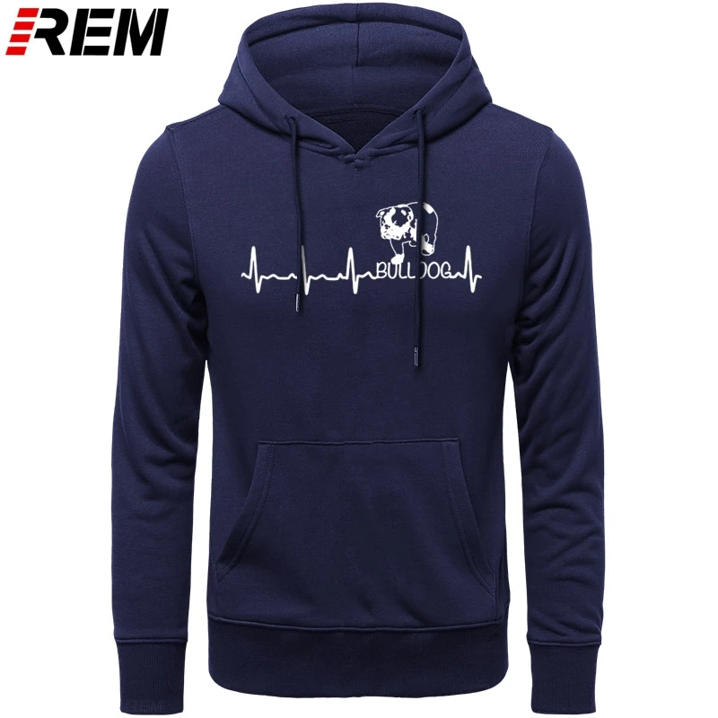 

REM Hoodies Heartbeat Bulldog for Men Funny for Dog Lover Vintage O Neck Cotton Clothes Plus Hoodies, Sweatshirts