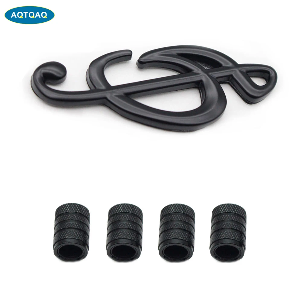 AQTQAQ 3D Metal Musical Note Car Badge Emblem Sticker +4Pcs Knurled Style With Plastic Core Valve Caps for Universal Styling|Наклейки на