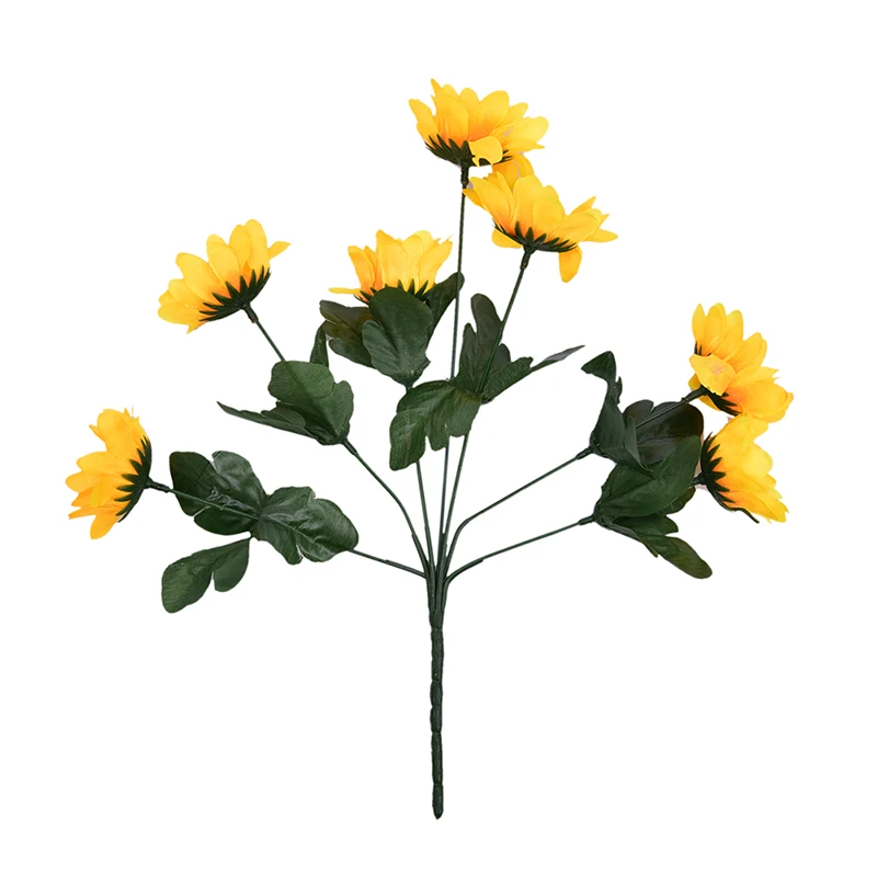 1 пучок 7 головок подсолнуха ткань искусственные цветы букет для дома свадебное