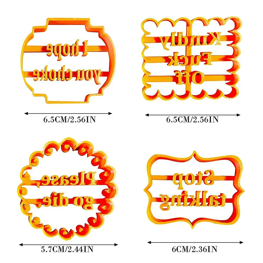 

4Pcs New Cookie Molds With Good Wishes Cookie Form with Fun and Irreverent Phrases Cookie Moulds For Baking Biscuit Cutters