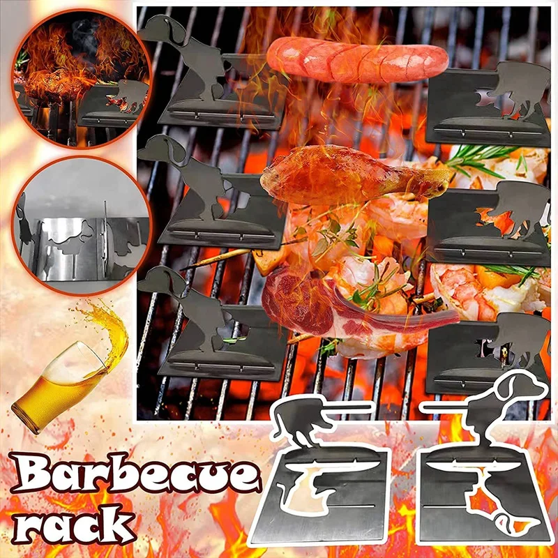 

Steel Hot Dog Roaster Funny Dog Shaped Metal Skewer Stick Barbecue Fork For Campfire Grill Barbecue Grilled Sausage Tool