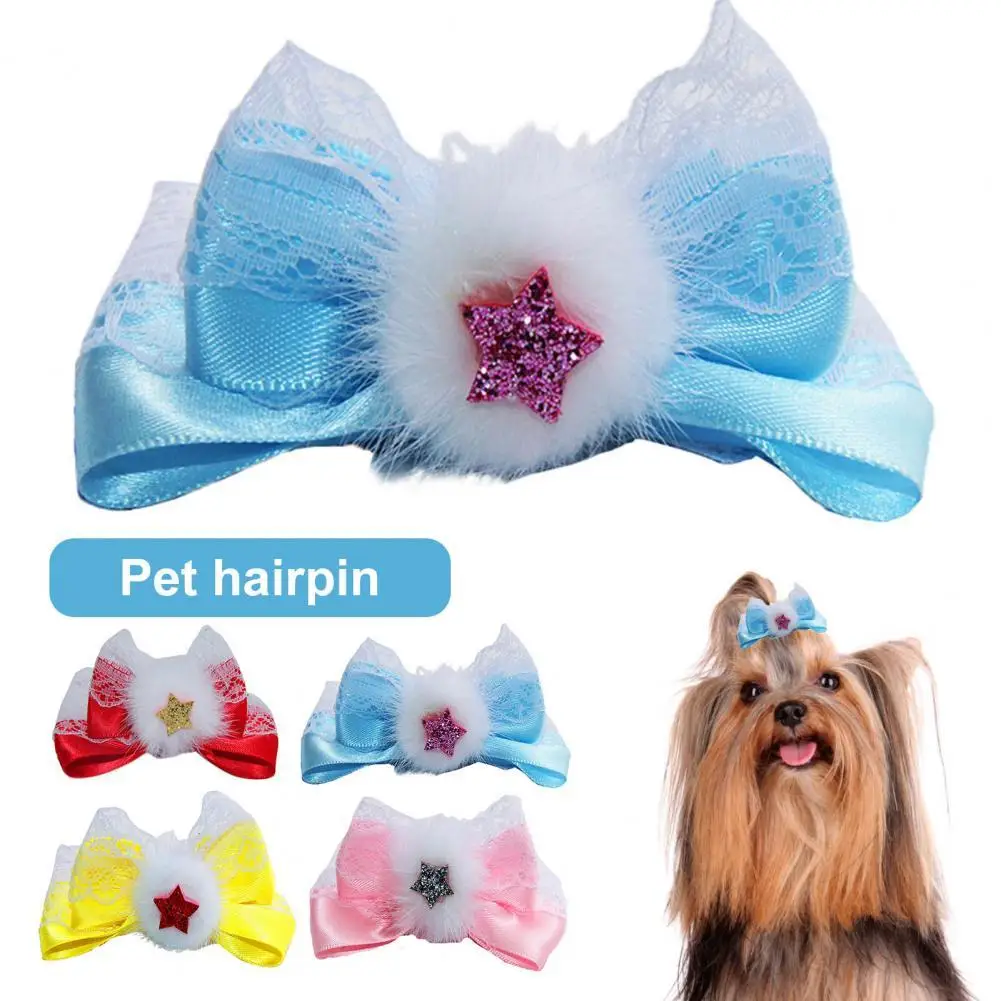 

Puppy Hair Clips Adorable Dog Hairpins Pretty Pet Dogs Bow-knot Hairpins