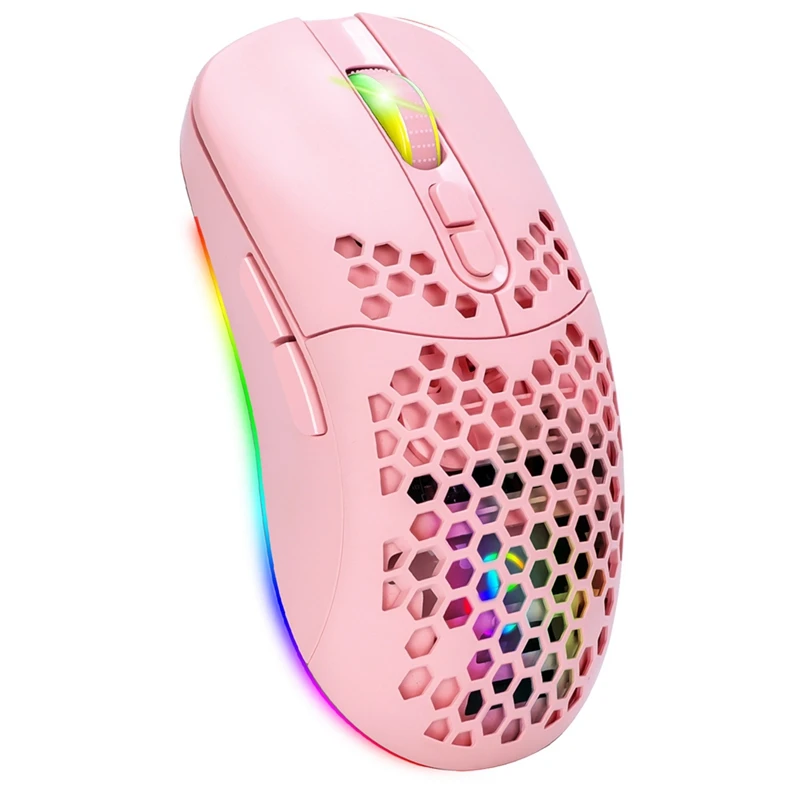 

USB 2.4G Wireless Gaming Mouse RGB Gaming Mouse Honeycomb Hollow Design for Desktop and Laptop Computers with Receiver