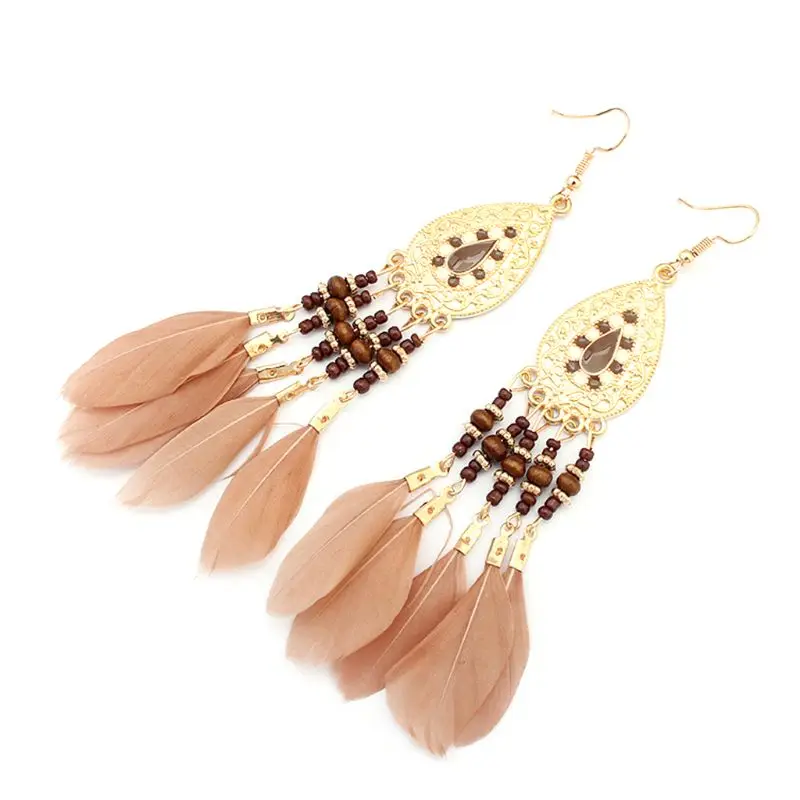

6 Pairs Women Faux Feather Earrings Vintage Tassel Earrings