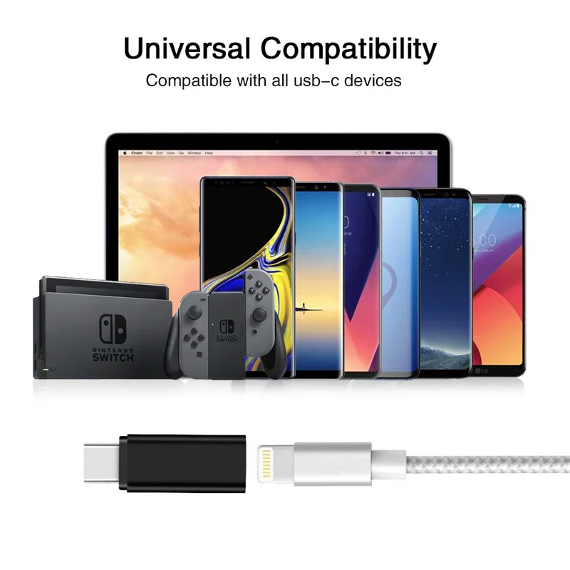 3 шт. металлический адаптер Usb Type C на Lightning для Samsung Galaxy S9 S10 S20 Plus IPhone 11 Pro Max X 7