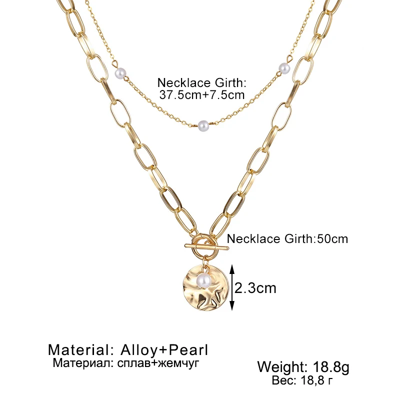 

ZOVOLI Gothic Coin Bow Knot Pendant Necklace For Women Pearl Bead Gold Layered Chain Choker Necklaces Punk Fashion Jewelry Gift