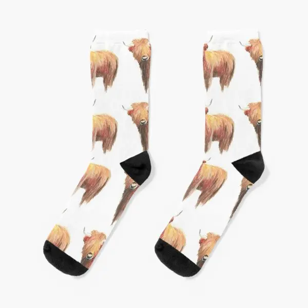 

Highland Cow Crew Socks Women Ankle Black Best Knee High Mens
