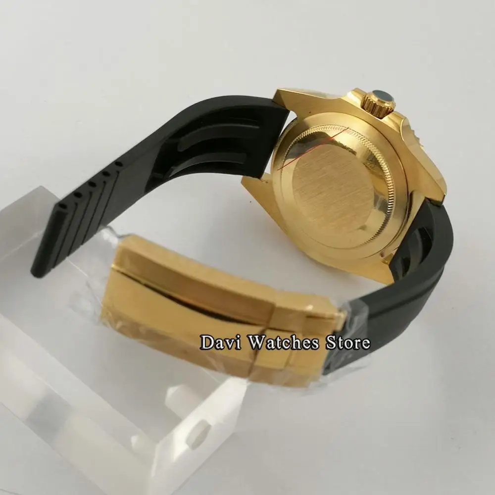 

40mm Golden Without Magnifier Watch Case Sapphire Glass fit ETA2836 Miyota 8215 8205 821A Seagull 1612 DG2813 3804 Movement