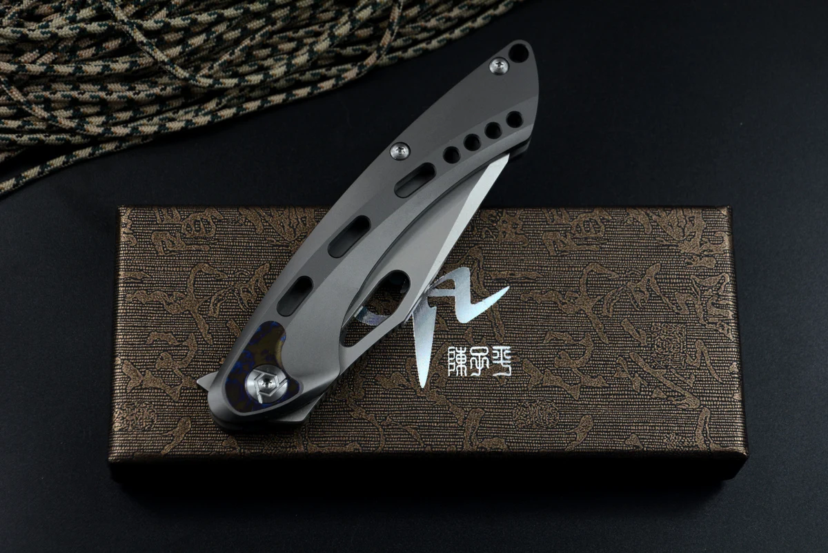 

CH MARSHAL Survival Hunting Knives S35VN Blade Flipper TC4 Titanium Handle Folding Pocket Knife for Camping and EDC