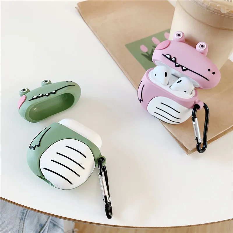 3D милый силиконовый чехол с аллигатором для Airpods2 Bluetooth беспроводной наушников