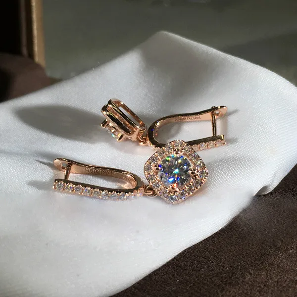 Женские модные серьги в форме циркона квадратные четыре когти принцессы