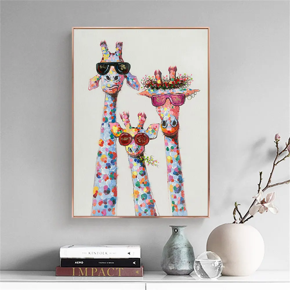 

Funny Giraffe Wear Glasses Wall Art Graffit Canvas Painting Modern Style Posters And Prints Pictures For Living Room Home Decor
