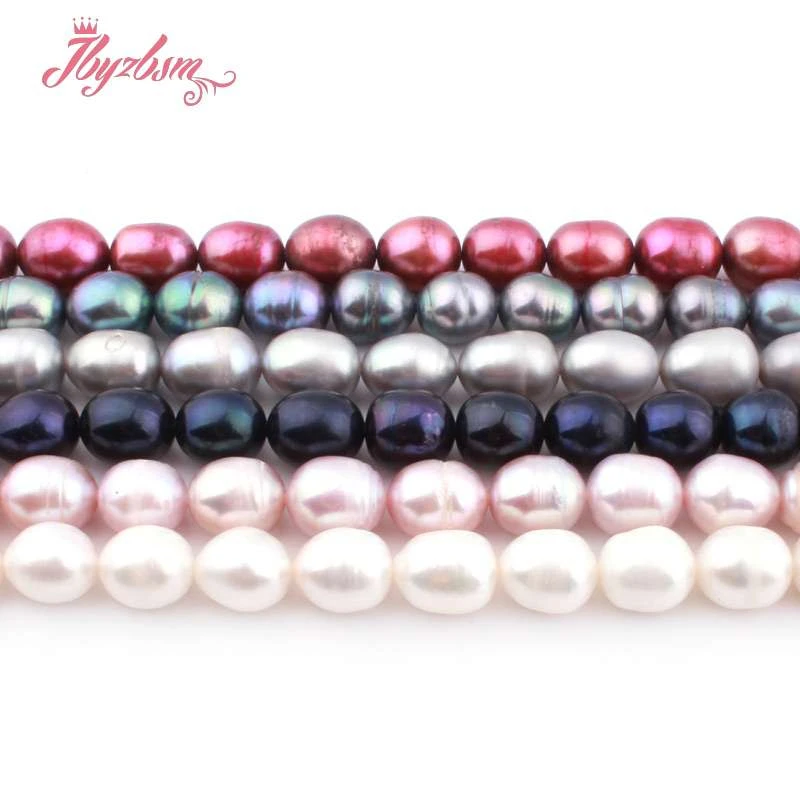 

9-10mm Oval Cultured Freshwater Pearl Beads Natural Stone Beads For Jewelry Making DIY Necklace Bracelets Loose Strand 15"