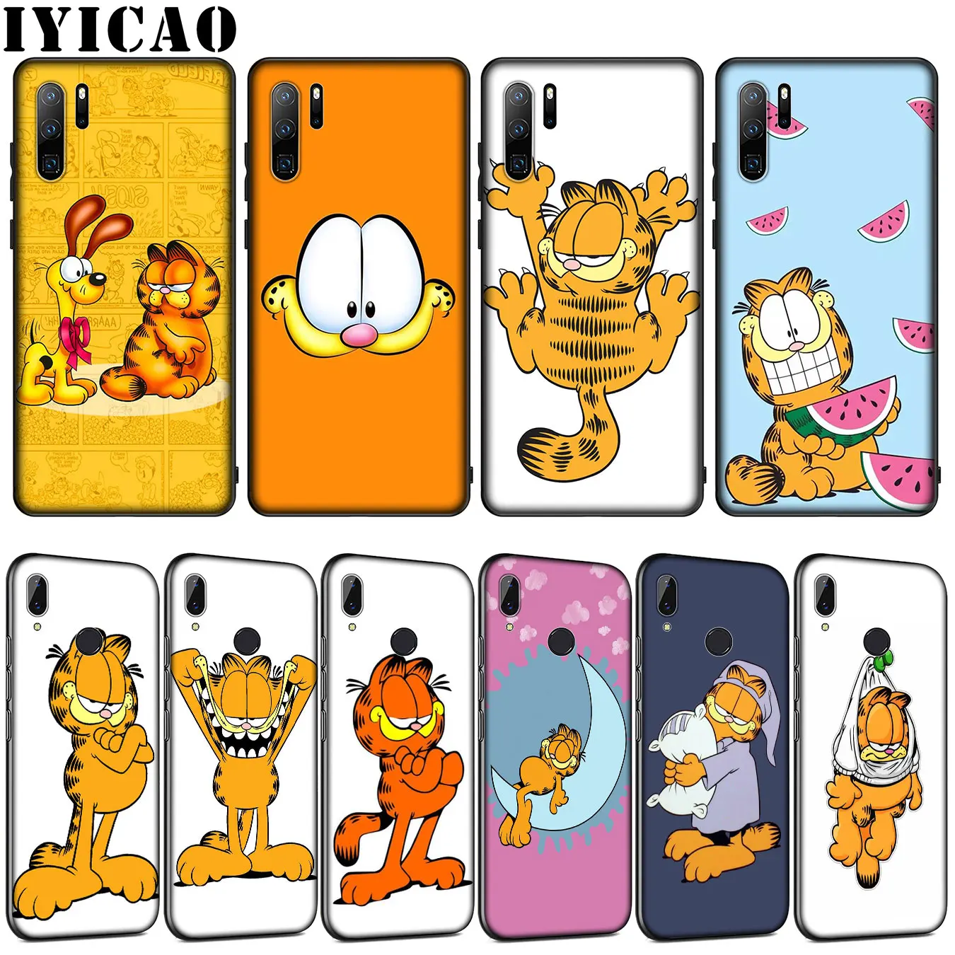 Мягкий силиконовый чехол IYICAO Garfield cat для Huawei P30 P20 Pro P10 P9 Lite Mini 2017 2016 P Smart Z Plus