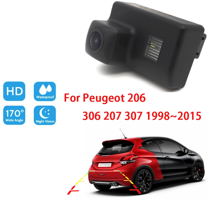 Car Rear View Reverse Parking Camera For Peugeot 206 306 207 307 1998 ~ 2015 CCD Full HD Night Vision Waterproof Backup Camera