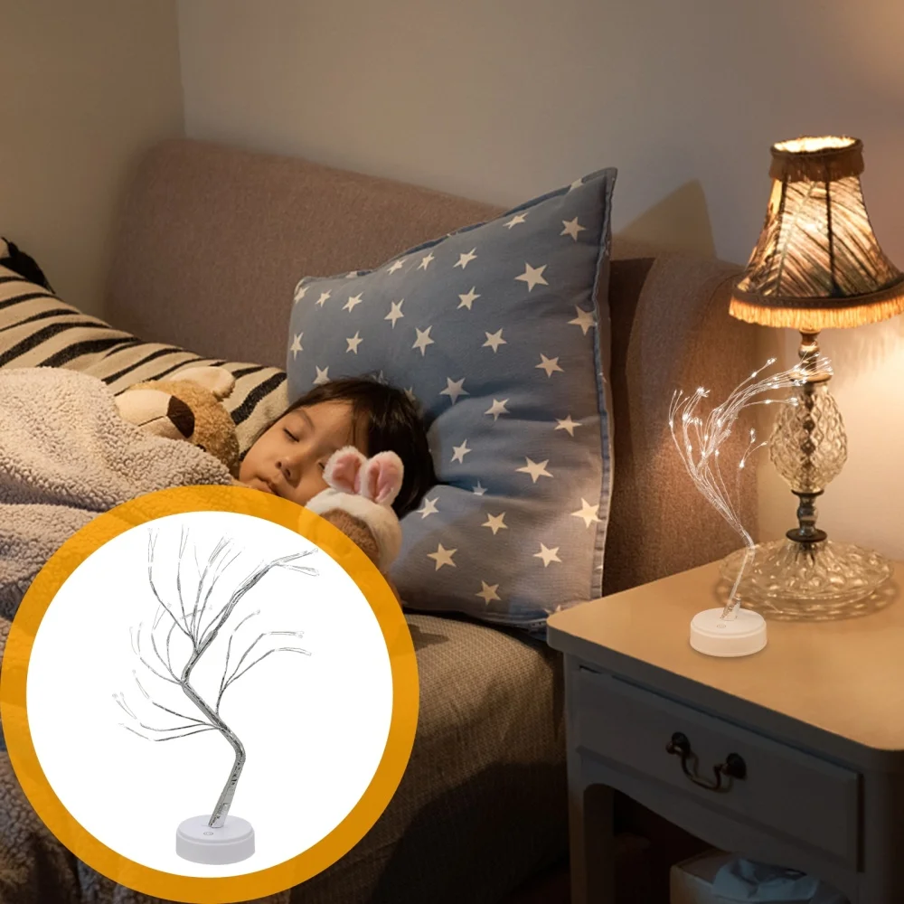 

1pc Lovely Decorative Lamp Desktop Ornament Tree Shape Light Decor for Bedroom