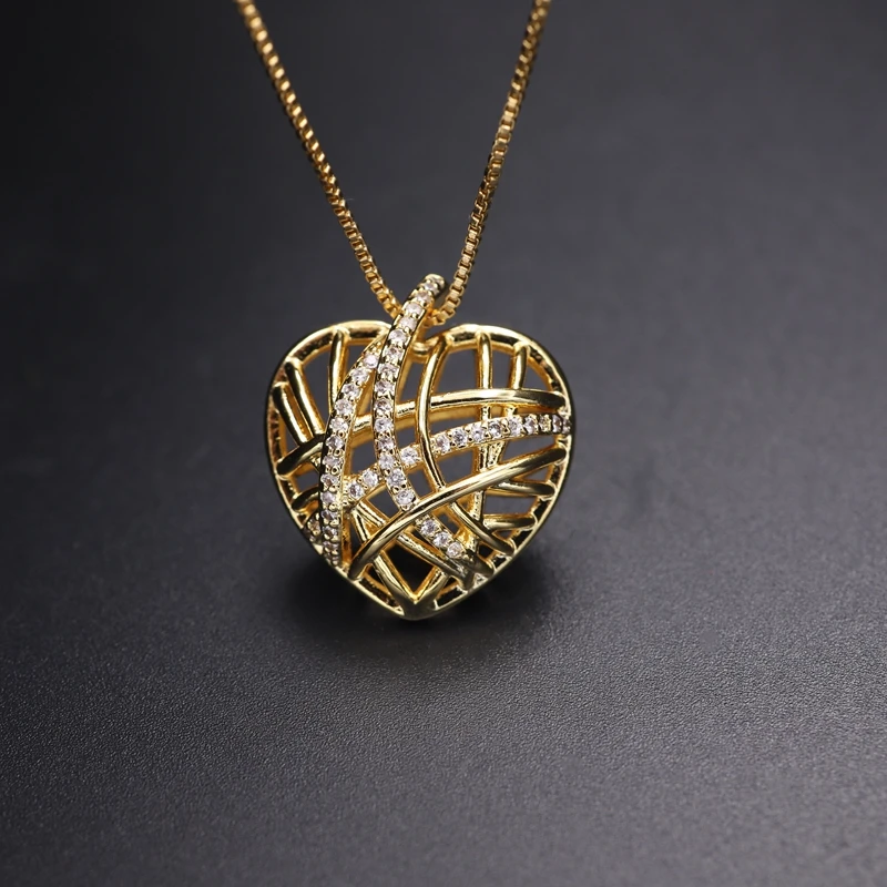 Винтажное ожерелье с подвеской в виде сердца для влюбленных колье золотистого