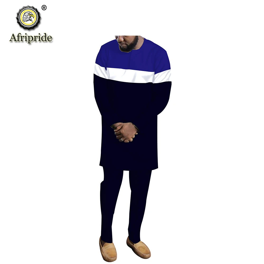 2019 African Men Clothing Traditional Set Dashiki Shirts+ Ankara Pants Tribal Outfits 2 Pieces Tracksuit AFRIPRIDE S1916044