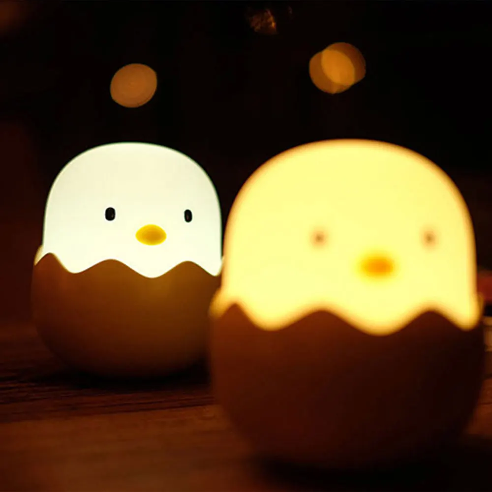 

Led Children Night Light For Kids Soft Silicone USB Rechargeable Bedroom Decor Gift Animal Chick Touch Night Lamp