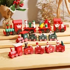 Рождественское деревянное украшение в виде поезда, Рождественское украшение для дома с Сантоймедведем, детские игрушки, Рождественский подарок Xma
