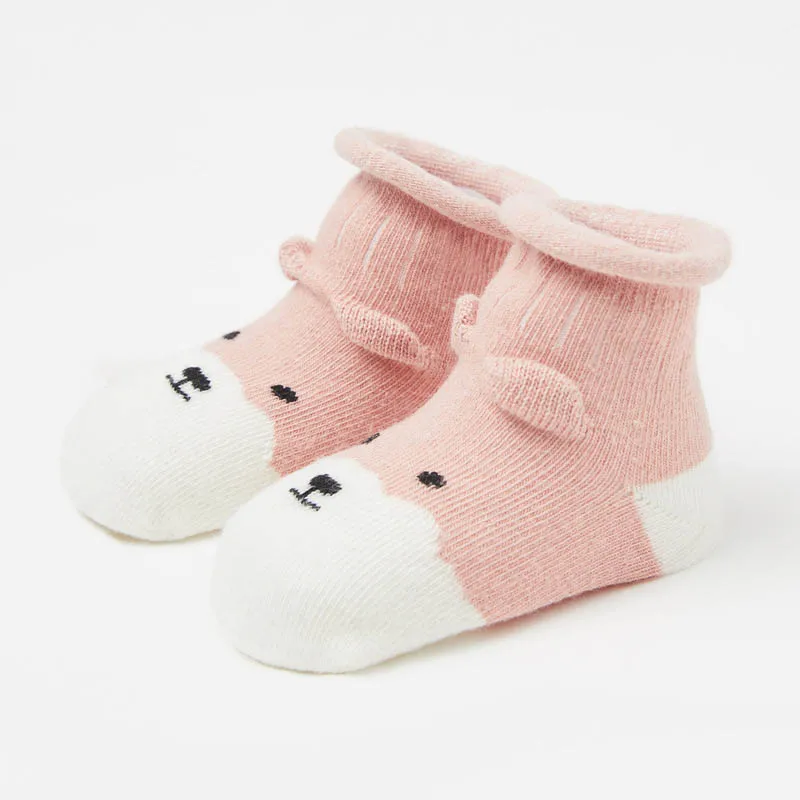 pink sheep Носки для новорожденных с героями мультфильмов нескользящие носки для маленького мальчика/девочки, хлопковые детские носки Осенние плотные детские носки-тапочки для малышей - Цвет: pink sheep