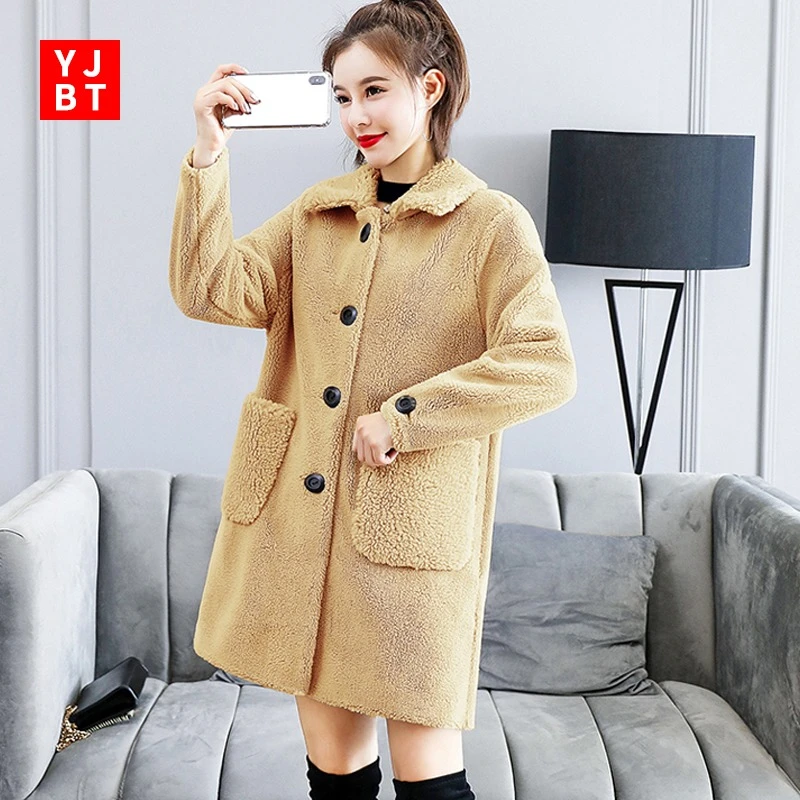 

Furs Slim Leiouna Loose Faux Mink Thick Coat For Female Autumn 2020 Fashion Jacket Warm Women Overcoat Fourrure Femme