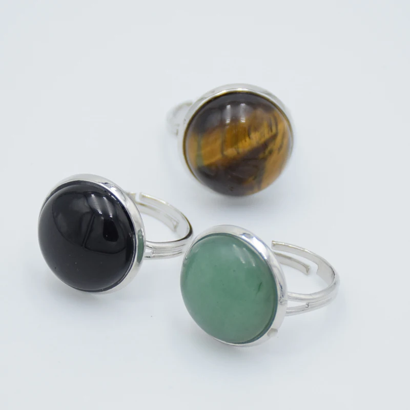 Кольцо с натуральным камнем для женщин и девушек простое регулируемое Ювелирное