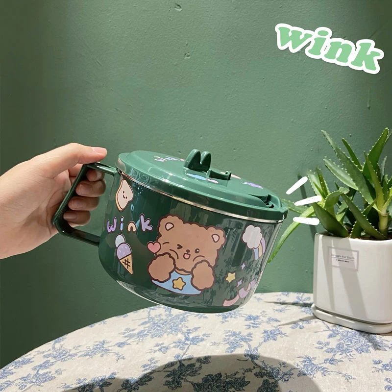 

Instant Noodle Bowl With Lid Dormitory Drainable and Anti-Scalding Large Capacity Eating Bowl Japanese style Tableware set