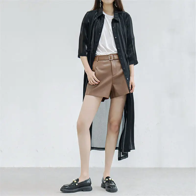 

Куртка женская, блестящая, черная, длинная, тонкая, 2021, шифоновая рубашка, защита от солнца, aq327, весна-лето, ветровка с завязками