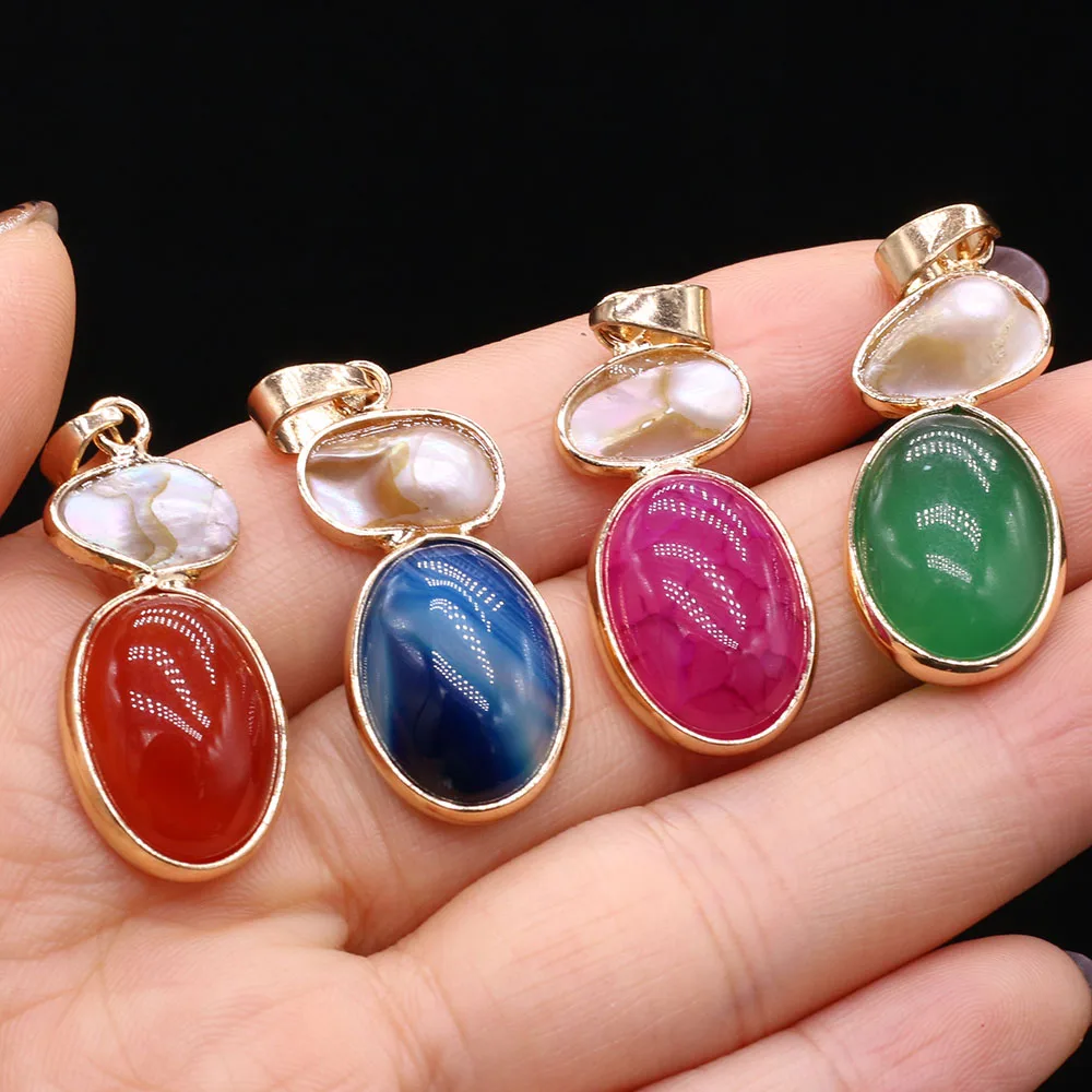 

Colorful Agate Pendant Natural Semi Precious Gemstone Charm Jewelry Pendant DIY Necklace Earring Gift Making Accessories