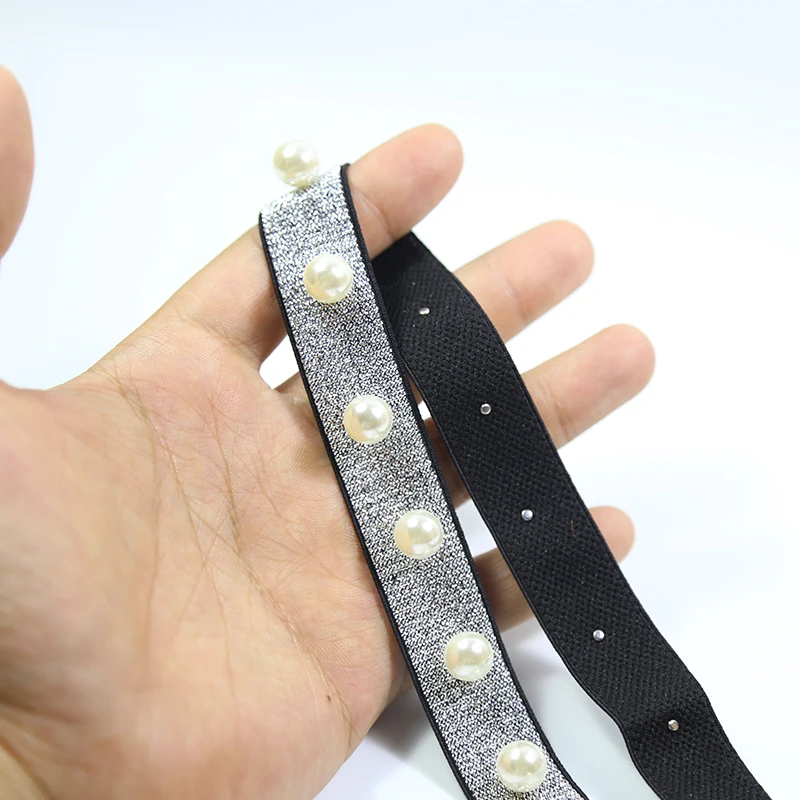 2 м/лот новинка эластичная резинка с жемчужинами золотистого и серебряного